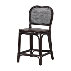bali & pari Irene Natural Rattan Counter Stool - Handwoven Wicker Accent Stool with Lattice Backrest for Kitchen Island Seating